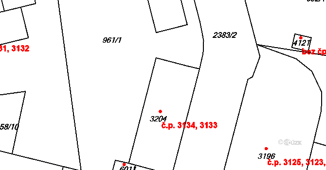 Jablonec nad Nisou 3133,3134 na parcele st. 3204 v KÚ Jablonec nad Nisou, Katastrální mapa