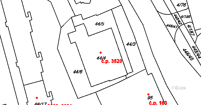 Mšeno nad Nisou 3520, Jablonec nad Nisou na parcele st. 44/4 v KÚ Mšeno nad Nisou, Katastrální mapa