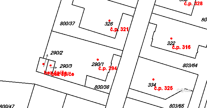 Kokonín 294, Jablonec nad Nisou na parcele st. 290/1 v KÚ Kokonín, Katastrální mapa