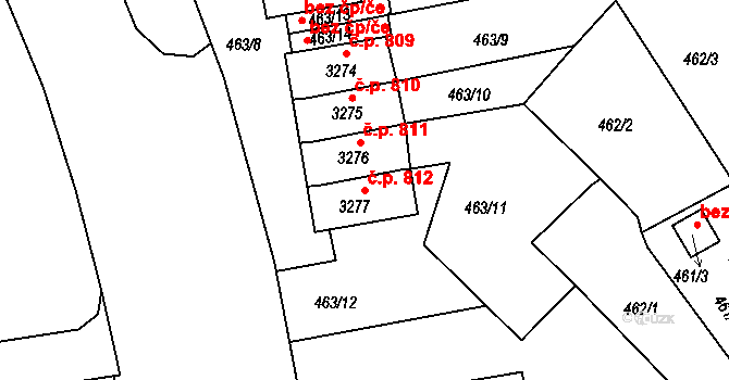 Lyžbice 812, Třinec na parcele st. 3277 v KÚ Lyžbice, Katastrální mapa