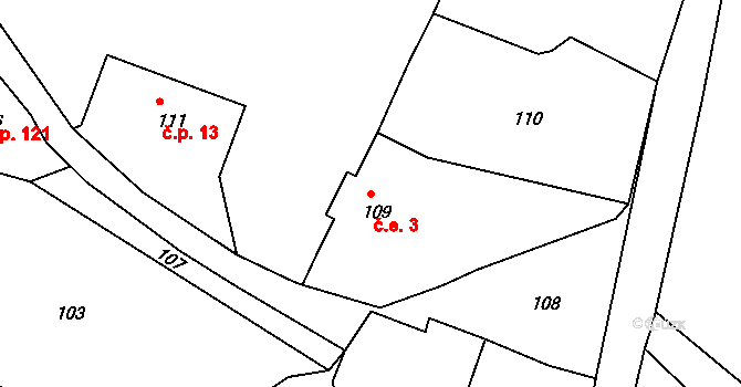 Heřmanice 3, Žandov na parcele st. 109 v KÚ Heřmanice u Žandova, Katastrální mapa