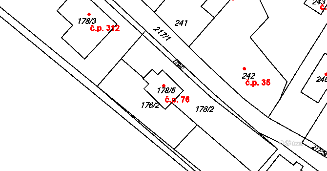 Omice 76 na parcele st. 178/5 v KÚ Omice, Katastrální mapa