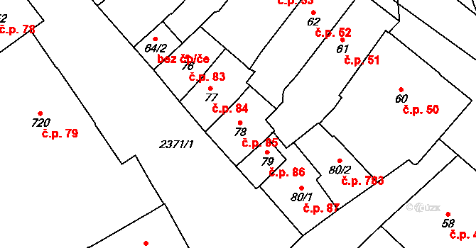 Polná 85 na parcele st. 78 v KÚ Polná, Katastrální mapa