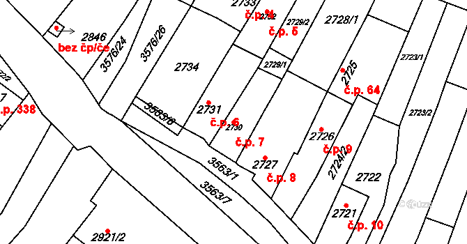 Nosálovice 7, Vyškov na parcele st. 2730 v KÚ Vyškov, Katastrální mapa