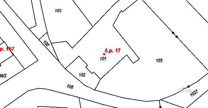Edrovice 17, Rýmařov na parcele st. 101 v KÚ Edrovice, Katastrální mapa