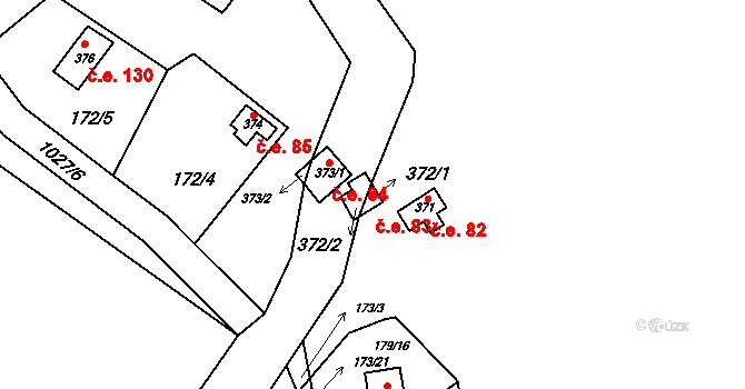 Doubravčice 83 na parcele st. 372/1 v KÚ Doubravčice, Katastrální mapa