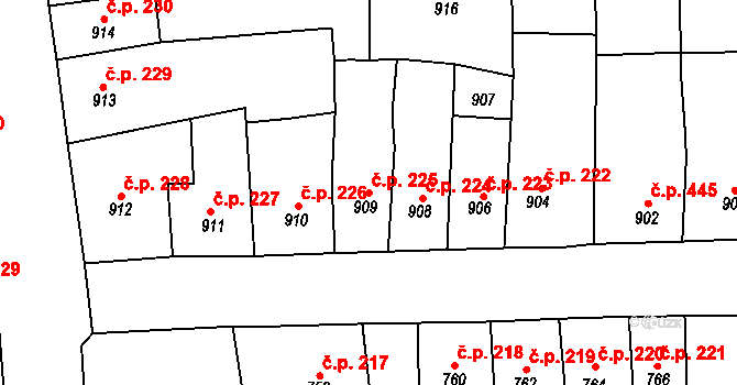 Předměstí 225, Moravská Třebová na parcele st. 909 v KÚ Moravská Třebová, Katastrální mapa