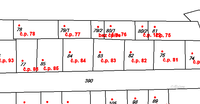 Lounky 83, Chodouny na parcele st. 83 v KÚ Lounky, Katastrální mapa