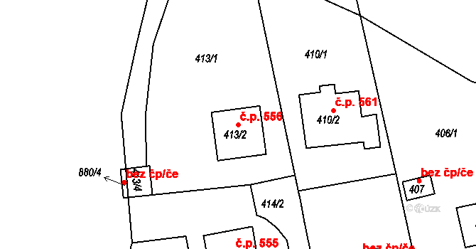 Neštěmice 556, Ústí nad Labem na parcele st. 413/2 v KÚ Neštěmice, Katastrální mapa