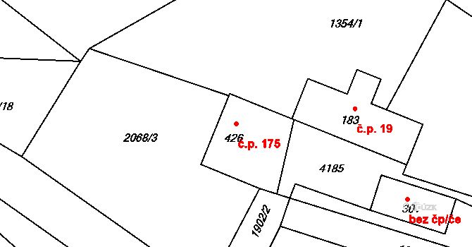 Líšnice 175 na parcele st. 426 v KÚ Líšnice, Katastrální mapa
