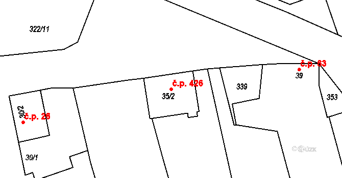 Litol 426, Lysá nad Labem na parcele st. 35/2 v KÚ Litol, Katastrální mapa
