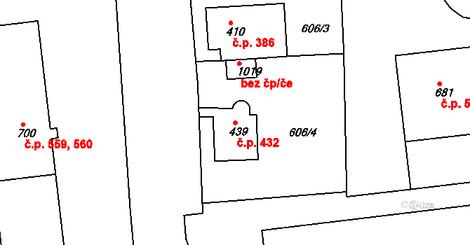 Bohosudov 432, Krupka na parcele st. 439 v KÚ Bohosudov, Katastrální mapa