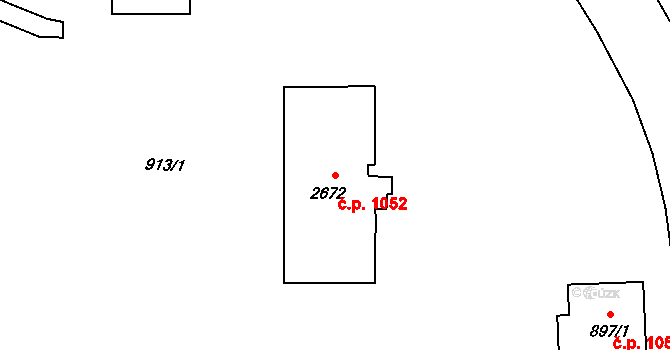 Nový Bohumín 1052, Bohumín na parcele st. 2672 v KÚ Nový Bohumín, Katastrální mapa