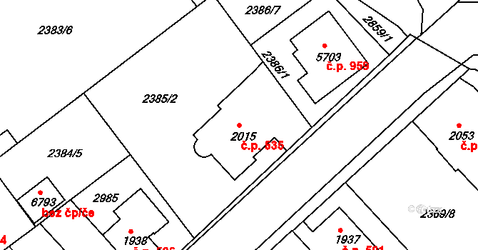 Chrudim II 535, Chrudim na parcele st. 2015 v KÚ Chrudim, Katastrální mapa