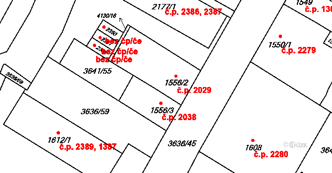Břeclav 2029 na parcele st. 1556/2 v KÚ Břeclav, Katastrální mapa