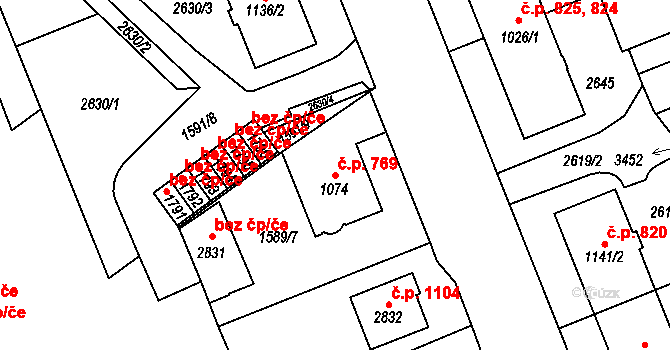 Litomyšl-Město 769, Litomyšl na parcele st. 1074 v KÚ Litomyšl, Katastrální mapa