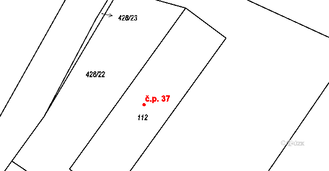 Čeradice 37 na parcele st. 112 v KÚ Čeradice u Žatce, Katastrální mapa