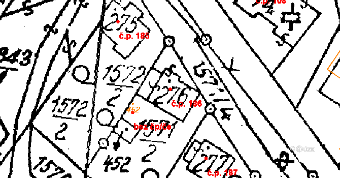 Šebetov 186 na parcele st. 276 v KÚ Šebetov, Katastrální mapa