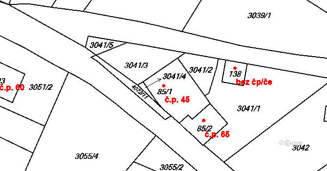 Holašovice 45, Jankov na parcele st. 85/1 v KÚ Holašovice, Katastrální mapa