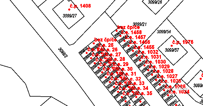 Pelhřimov 26 na parcele st. 3098/46 v KÚ Pelhřimov, Katastrální mapa