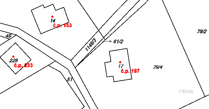 Cínovec 187, Dubí na parcele st. 17 v KÚ Cínovec, Katastrální mapa