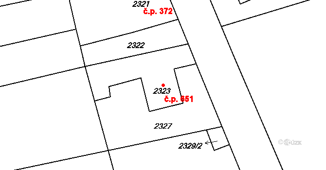 Návsí 651 na parcele st. 2323 v KÚ Návsí, Katastrální mapa