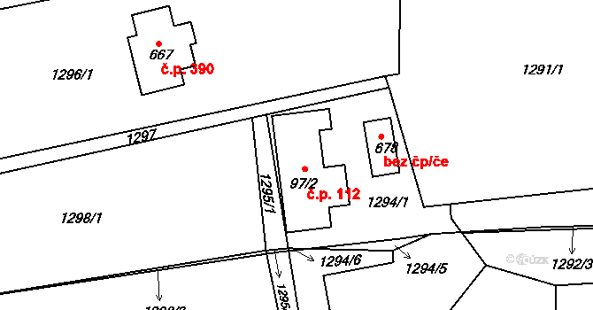 Milíkov 112 na parcele st. 97/2 v KÚ Milíkov u Jablunkova, Katastrální mapa