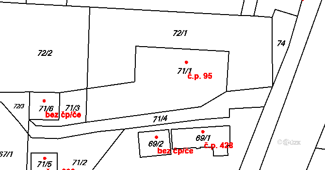 Paskov 95 na parcele st. 71/1 v KÚ Paskov, Katastrální mapa