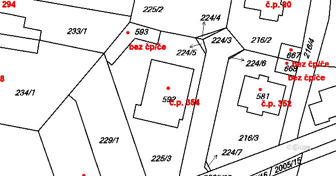 Staňkov I 354, Staňkov na parcele st. 592 v KÚ Staňkov-město, Katastrální mapa