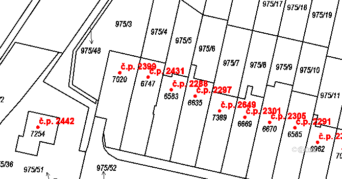 Cheb 2288 na parcele st. 6583 v KÚ Cheb, Katastrální mapa