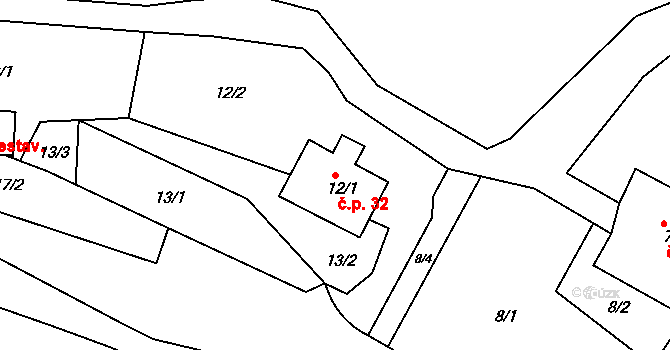 Svatava 32 na parcele st. 12/1 v KÚ Čistá u Svatavy, Katastrální mapa