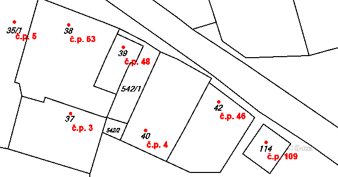 Ratenice 4 na parcele st. 40 v KÚ Ratenice, Katastrální mapa