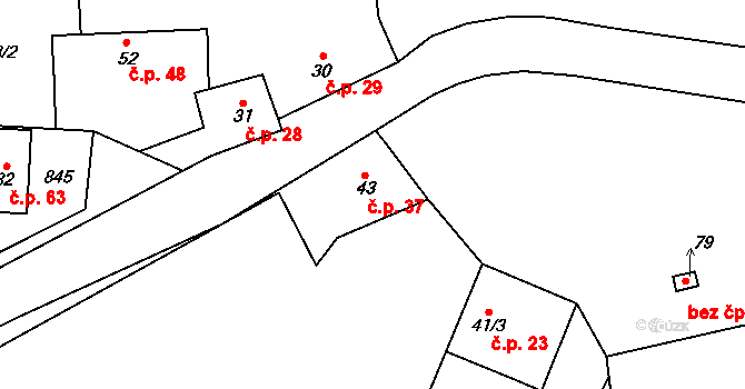 Bukol 37, Vojkovice na parcele st. 43 v KÚ Bukol, Katastrální mapa