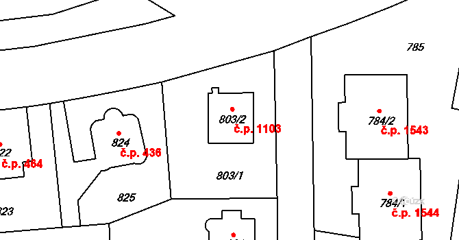 Krč 1103, Praha na parcele st. 803/2 v KÚ Krč, Katastrální mapa