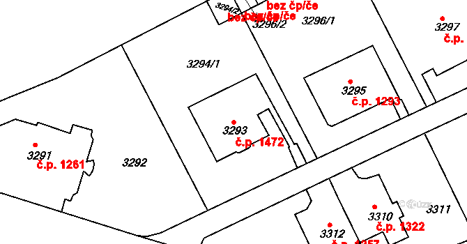 Smíchov 1472, Praha na parcele st. 3293 v KÚ Smíchov, Katastrální mapa