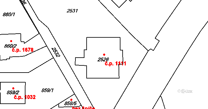 Kobylisy 1111, Praha na parcele st. 2526 v KÚ Kobylisy, Katastrální mapa