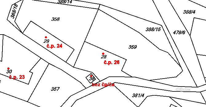Pečičky 26, Pečice na parcele st. 28 v KÚ Pečičky, Katastrální mapa