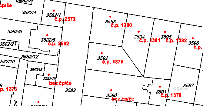 České Budějovice 3 1379, České Budějovice na parcele st. 3592 v KÚ České Budějovice 3, Katastrální mapa