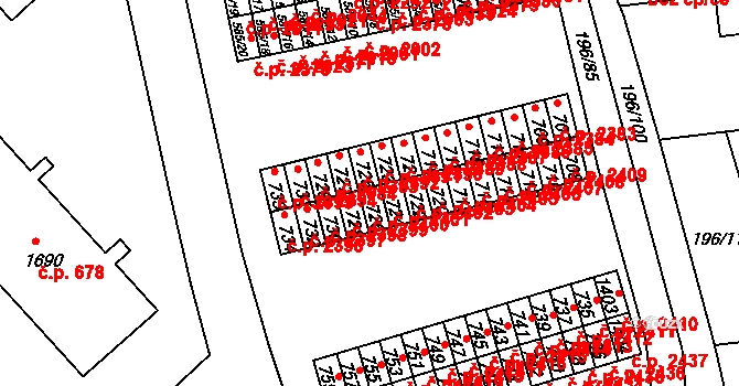 Sezimovo Ústí 2400 na parcele st. 726 v KÚ Sezimovo Ústí, Katastrální mapa