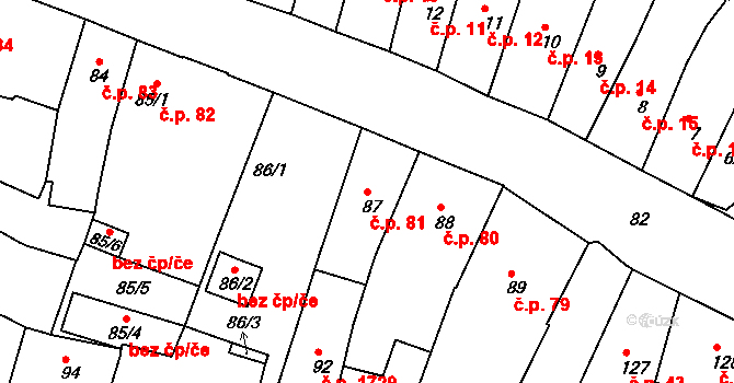 Česká Lípa 81 na parcele st. 87 v KÚ Česká Lípa, Katastrální mapa