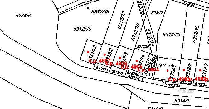 Chomutov 4906 na parcele st. 5312/2 v KÚ Chomutov I, Katastrální mapa