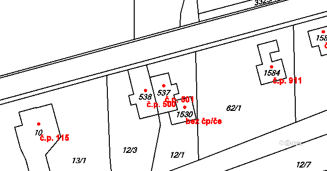 Rtyně v Podkrkonoší 501 na parcele st. 537 v KÚ Rtyně v Podkrkonoší, Katastrální mapa