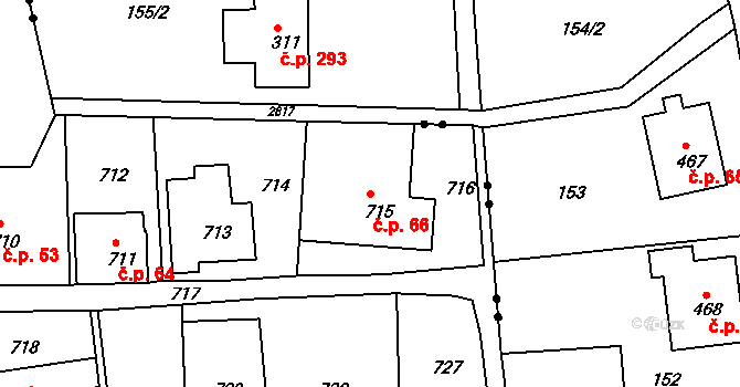 Šluknov 66 na parcele st. 715 v KÚ Šluknov, Katastrální mapa
