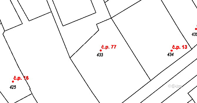 Přerov V-Dluhonice 77, Přerov na parcele st. 433 v KÚ Dluhonice, Katastrální mapa