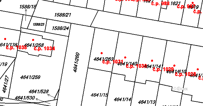 Velké Pavlovice 1031 na parcele st. 4641/263 v KÚ Velké Pavlovice, Katastrální mapa