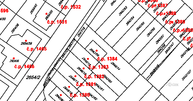 Kuřim 1384 na parcele st. 2642/59 v KÚ Kuřim, Katastrální mapa