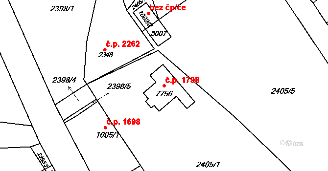 Kroměříž 1798 na parcele st. 7756 v KÚ Kroměříž, Katastrální mapa