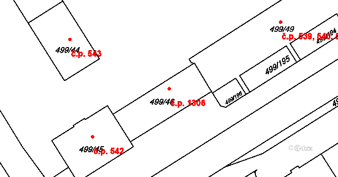 Ráj 1306, Karviná na parcele st. 499/46 v KÚ Ráj, Katastrální mapa