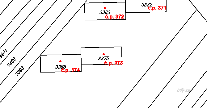 Šaratice 373 na parcele st. 3375 v KÚ Šaratice, Katastrální mapa