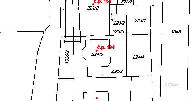Dyjákovičky 194 na parcele st. 224/3 v KÚ Dyjákovičky, Katastrální mapa